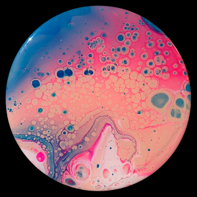 Cotton Candy Bubbles 1 Fluid Art Coaster