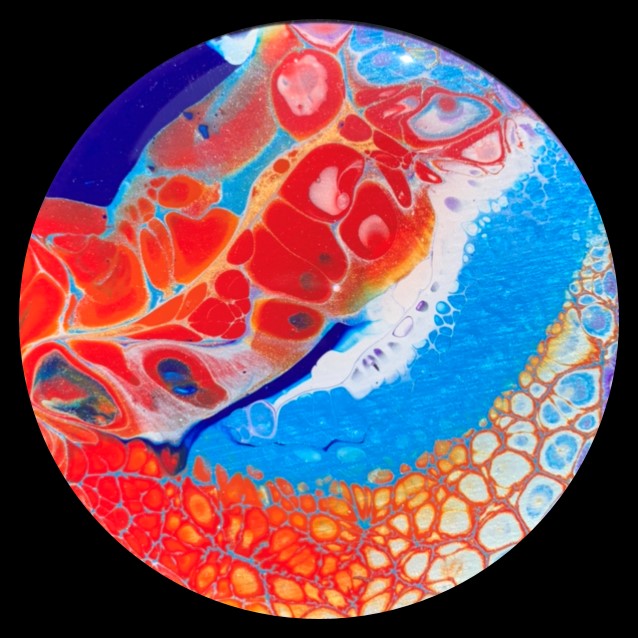 Red Oasis 3 Fluid Art Coaster
